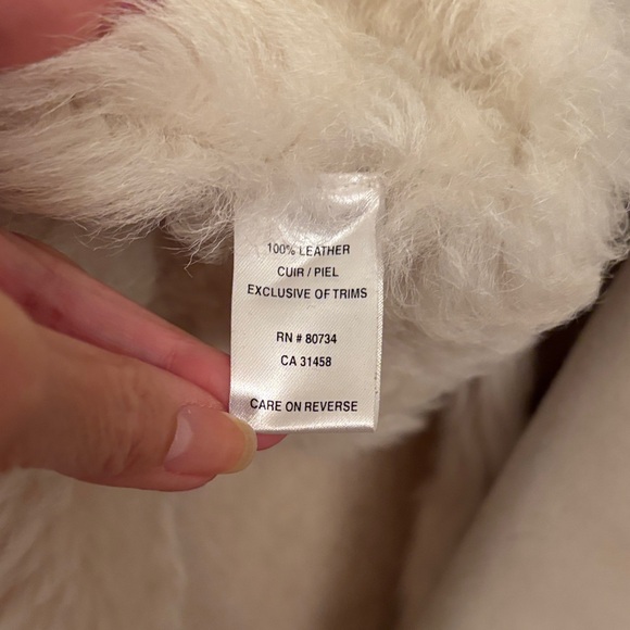 BCBGMaxAzria Cream Shearling Jacket with Fur Trim - Picture 6 of 11